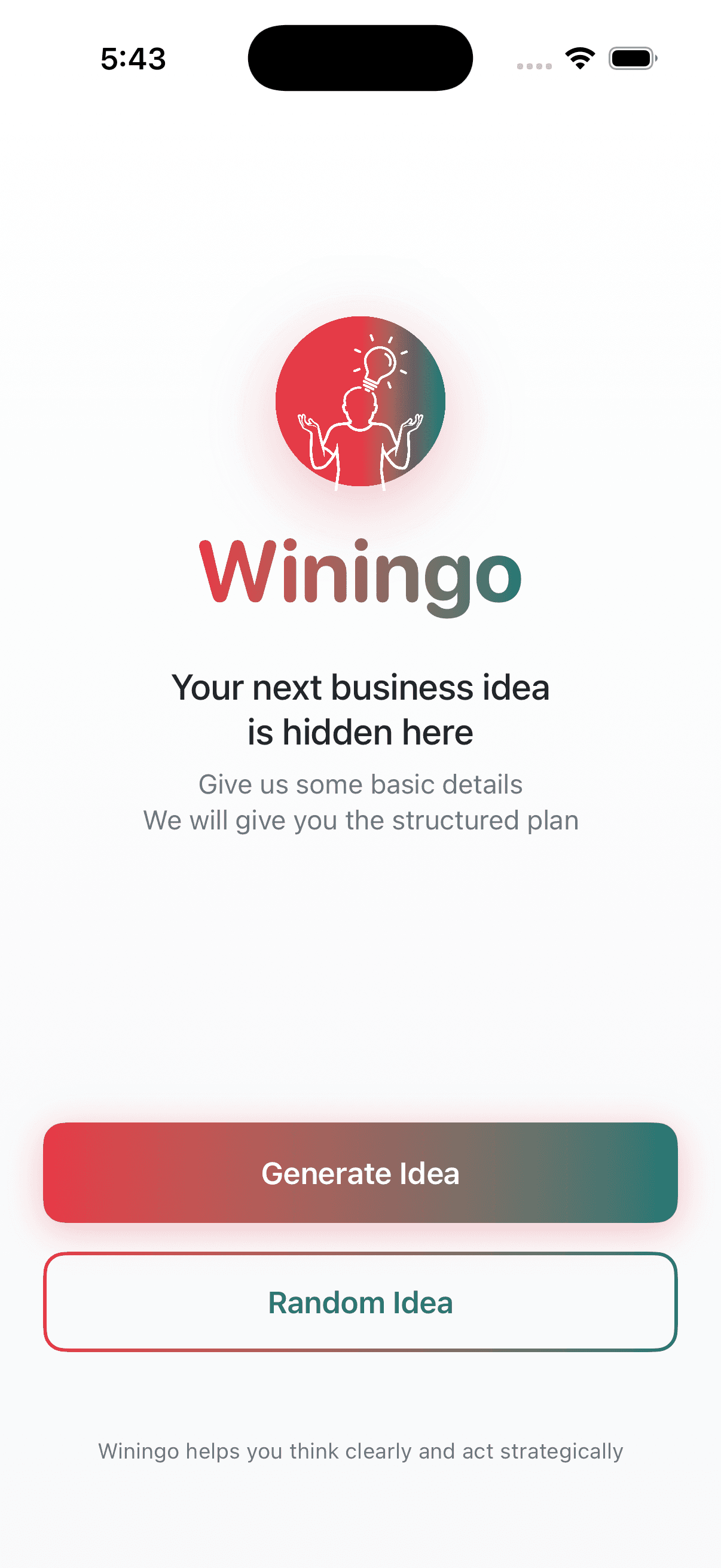 Winingo Home Screen